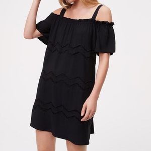 Loft chevron embroidered cold shoulder dress